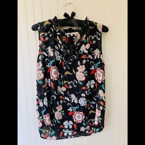 Floral Ruffle Top Sleeveless Blouse